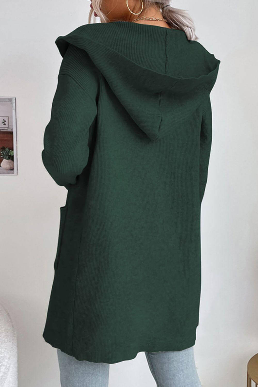 Women's Ribbed Hooded Cardigan