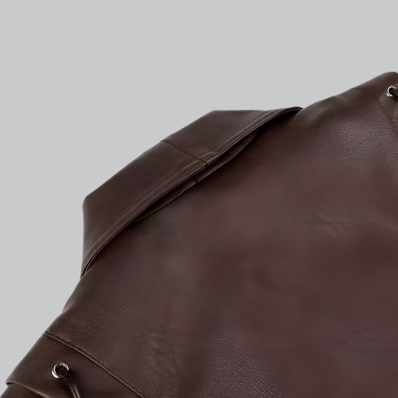 Women's Leather Jacket - Tailored Fit - Wrap Front with Tie Belt - Padded Shoulders