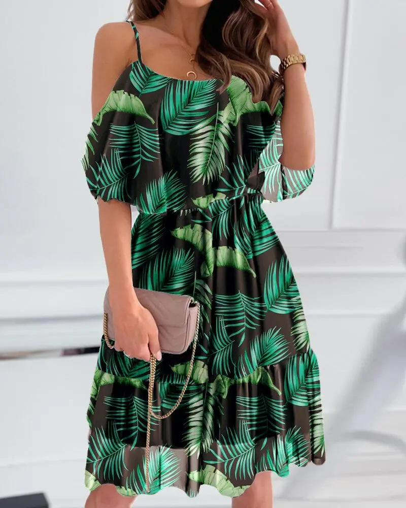 Gypsy - Dress with open shoulders and floral print