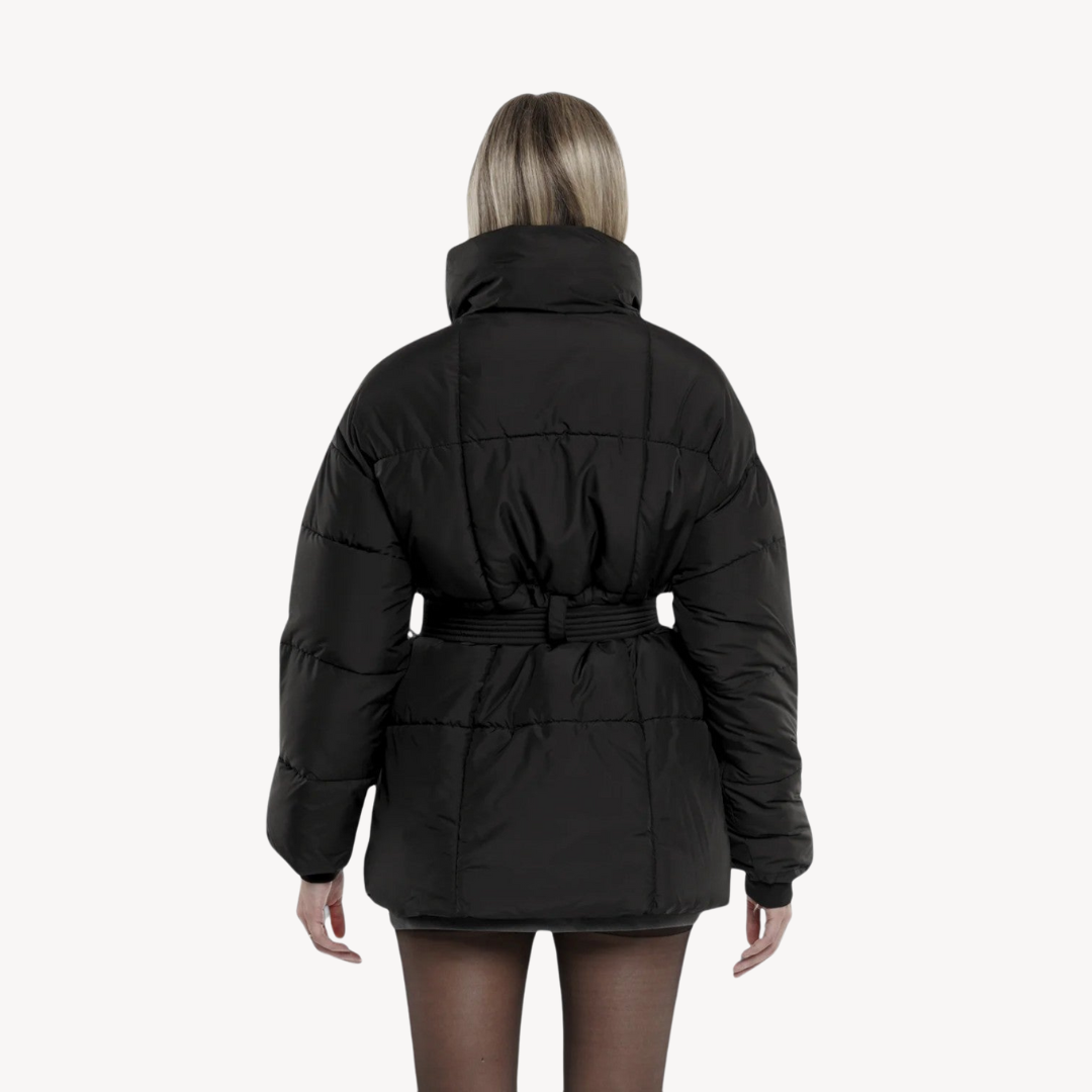 Loravelle | Women's Puffer Jacket – Belted, High Collar, Winter Coat