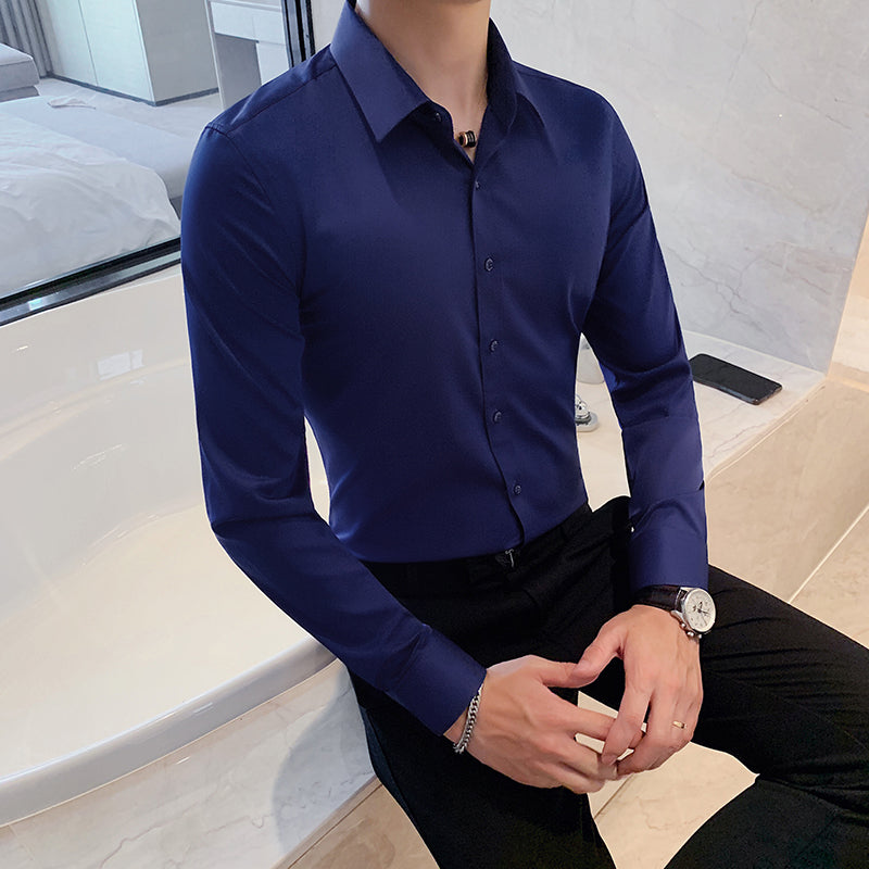 Lambert - Men's business shirt slim fit Kent collar