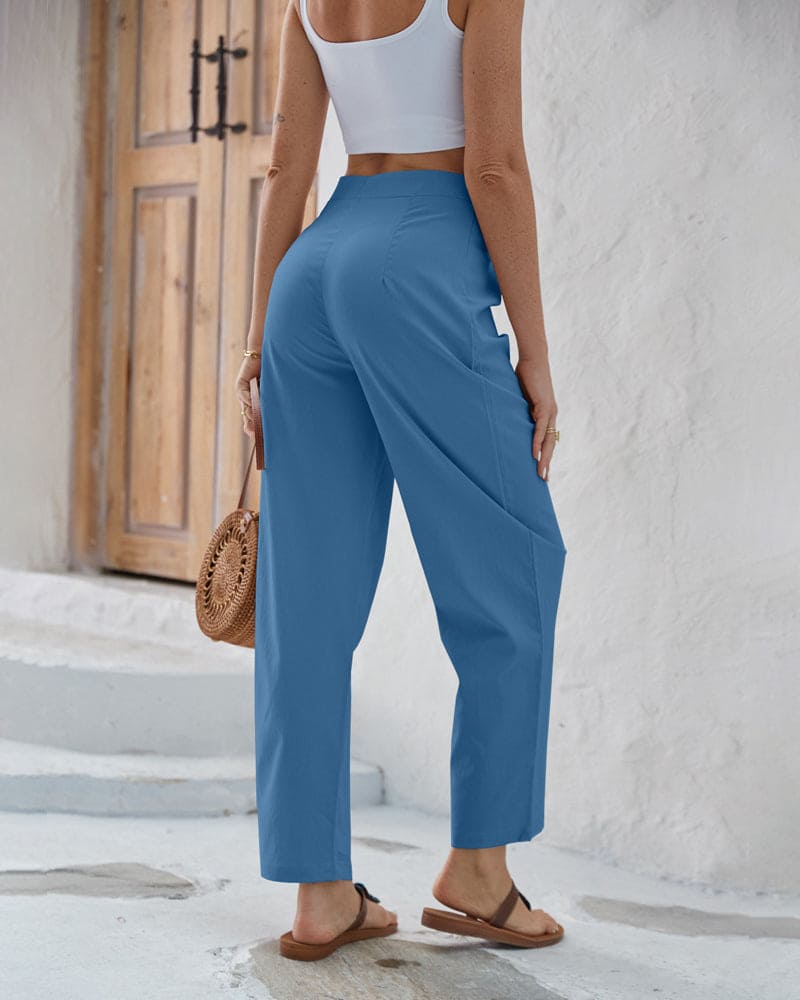 Kirsten - Solid-coloured trousers with high waist