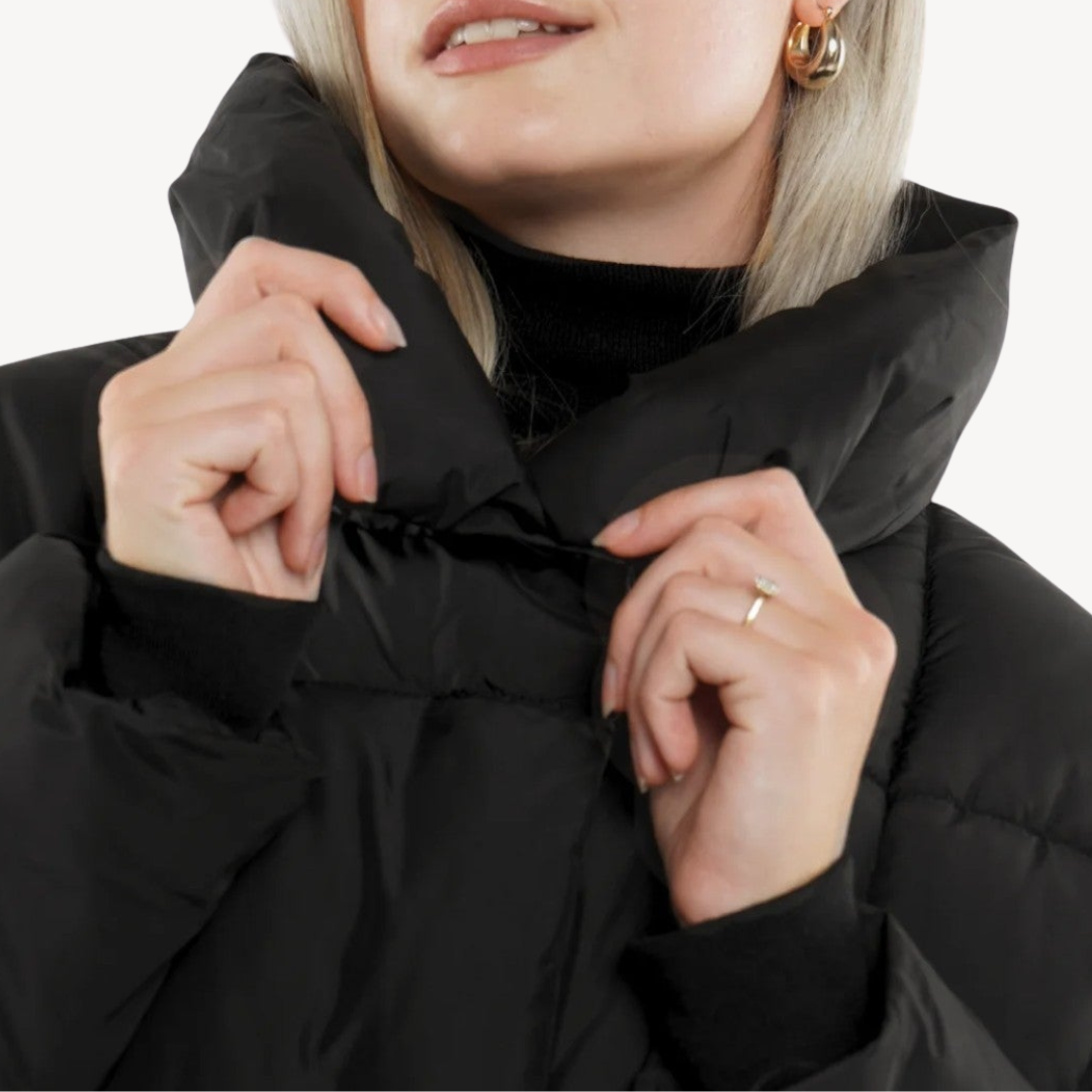Loravelle | Women's Puffer Jacket – Belted, High Collar, Winter Coat