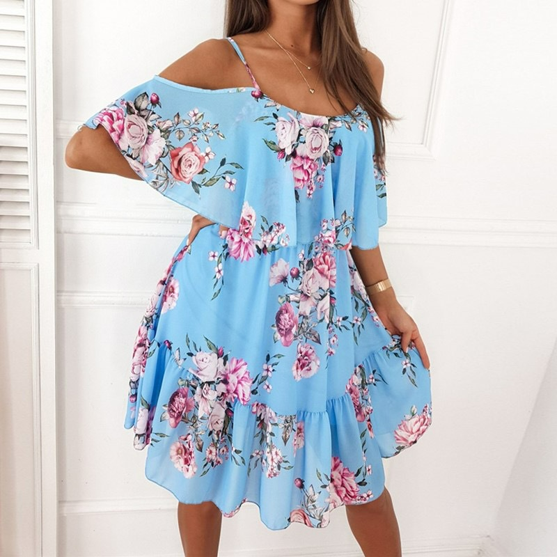 Gypsy - Dress with open shoulders and floral print
