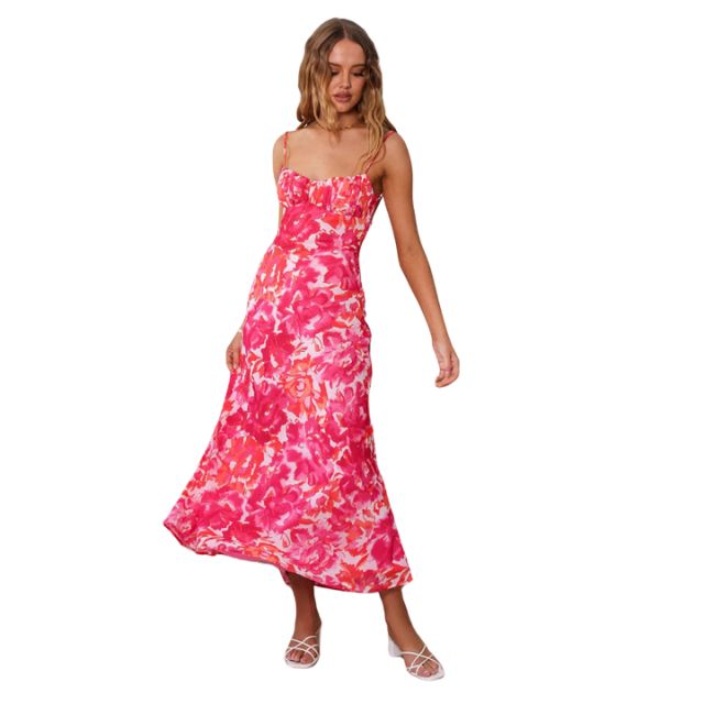 Catalina - Flowing maxi dress with floral pattern