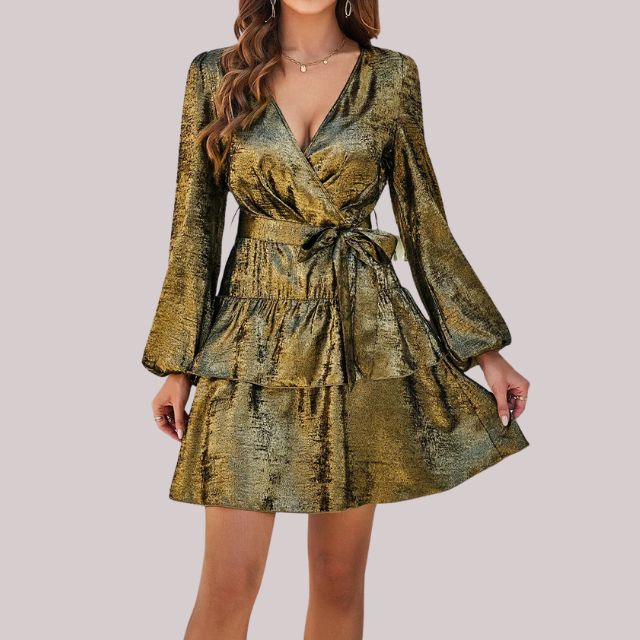 Evelina - Velvet wrap dress with ruffled hem