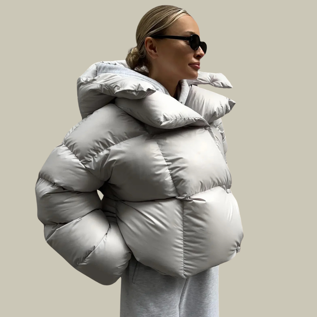 Quilted hoodie puffer jacket for women