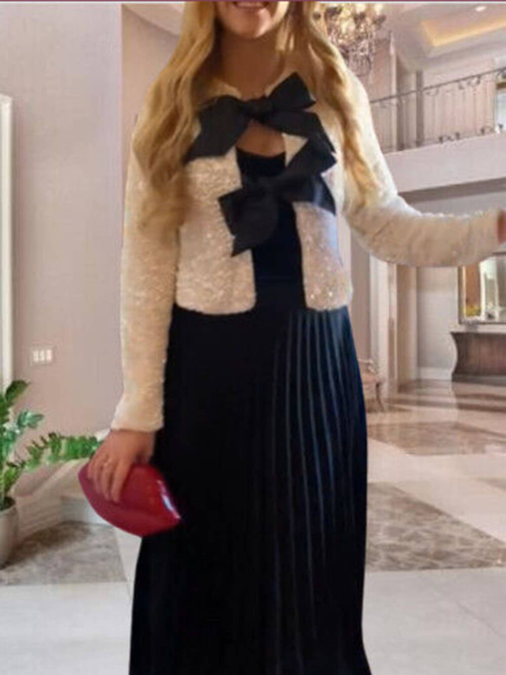 Tie-front sequined cropped jacket for women