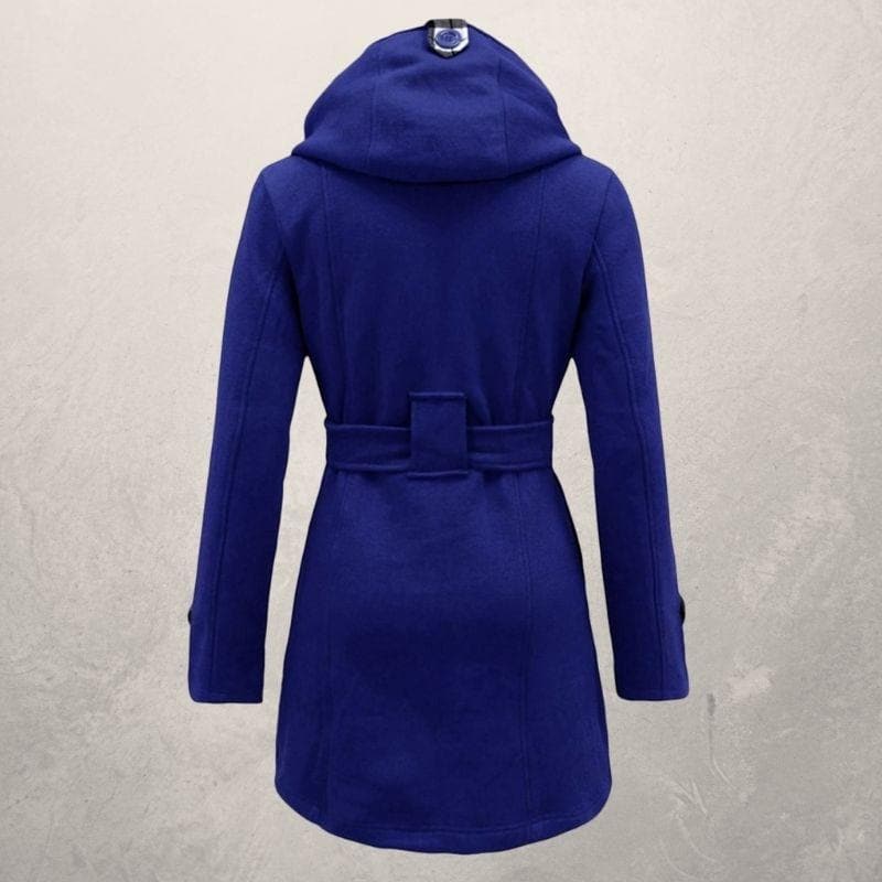 Double breasted hooded coat for women