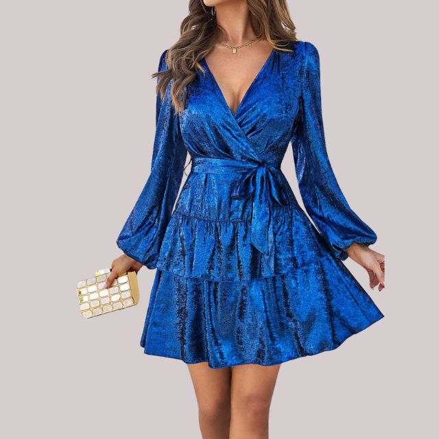 Evelina - Velvet wrap dress with ruffled hem