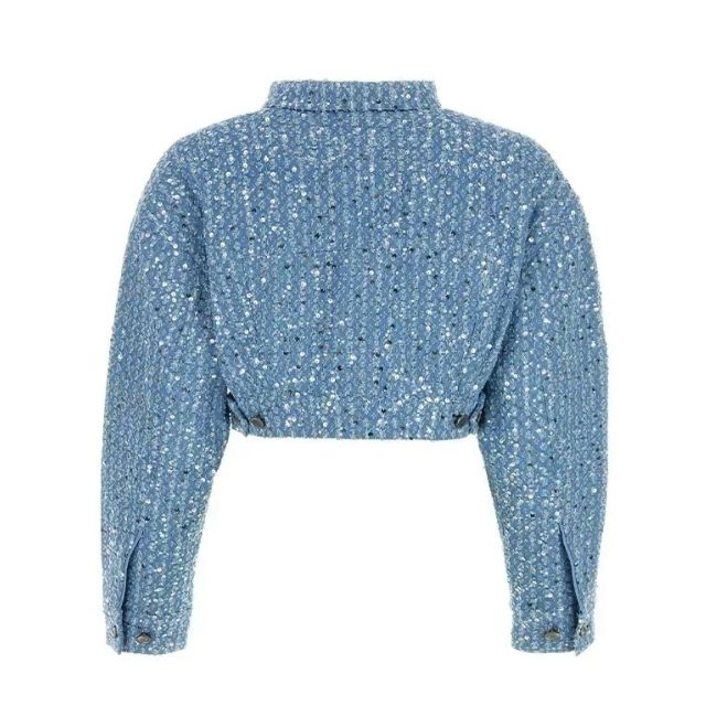 Sequin Denim Jacket and Shorts Set for Women
