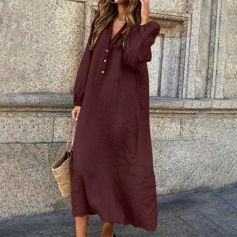 Adeline - Luxury Shirt Dress with Front Buttons and Collar