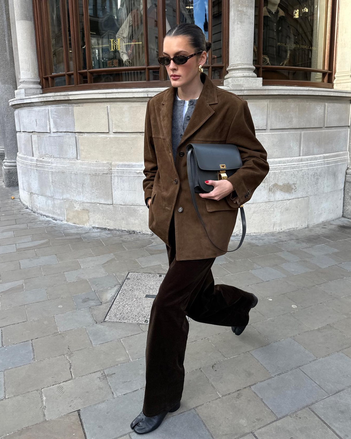 Button down suede blazer for women