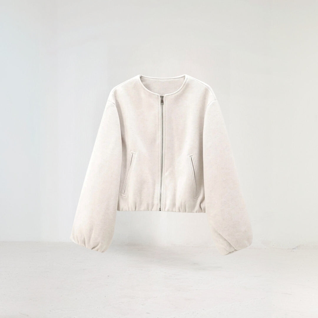 Soft cropped bomber jacket for women