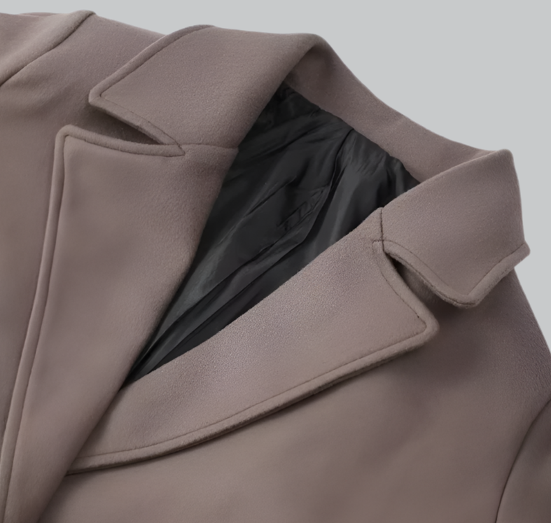 Elegant double-breasted woolen coat for women