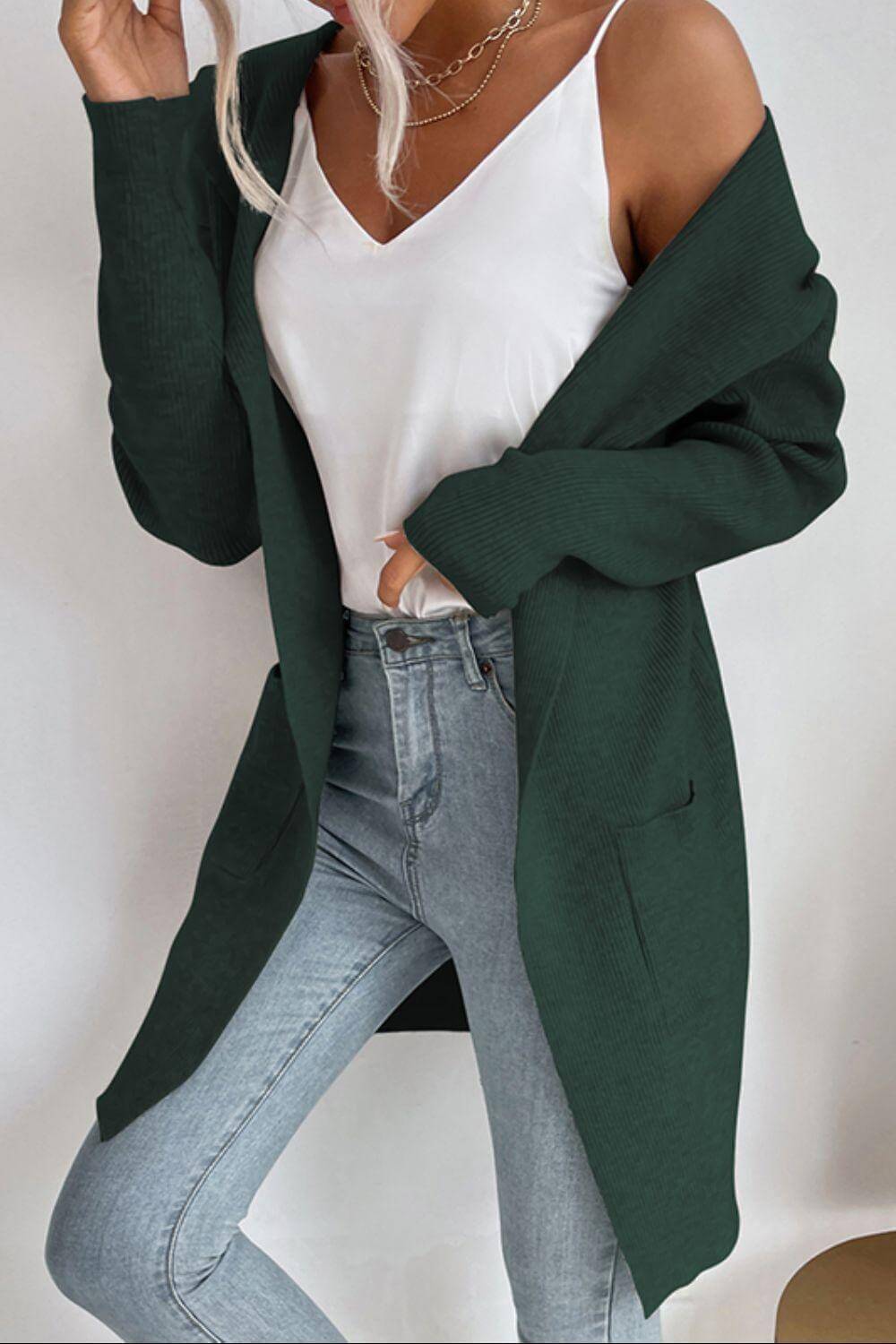 Women's Ribbed Hooded Cardigan