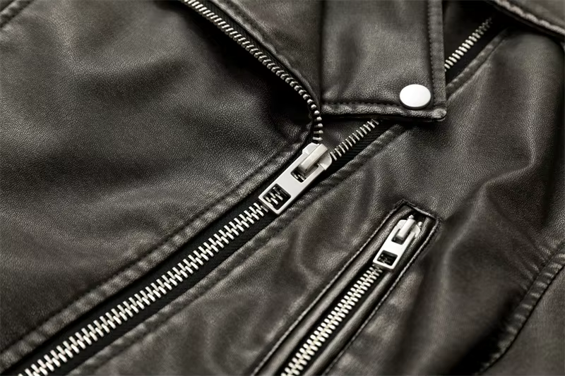 Vintage leather belted jacket for women