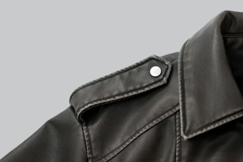 Vintage leather belted jacket for women