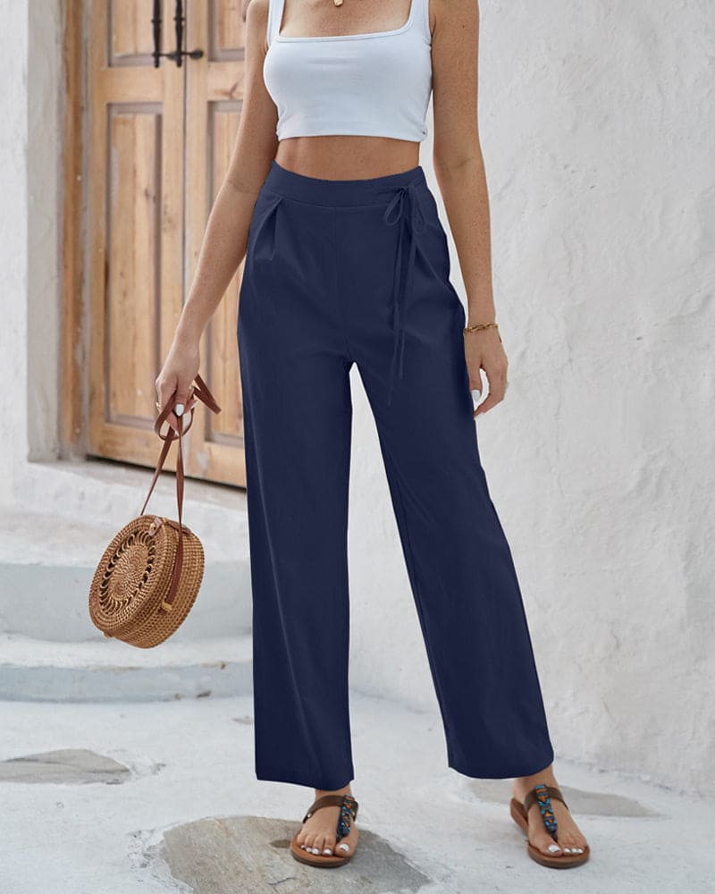 Kirsten - Solid-coloured trousers with high waist