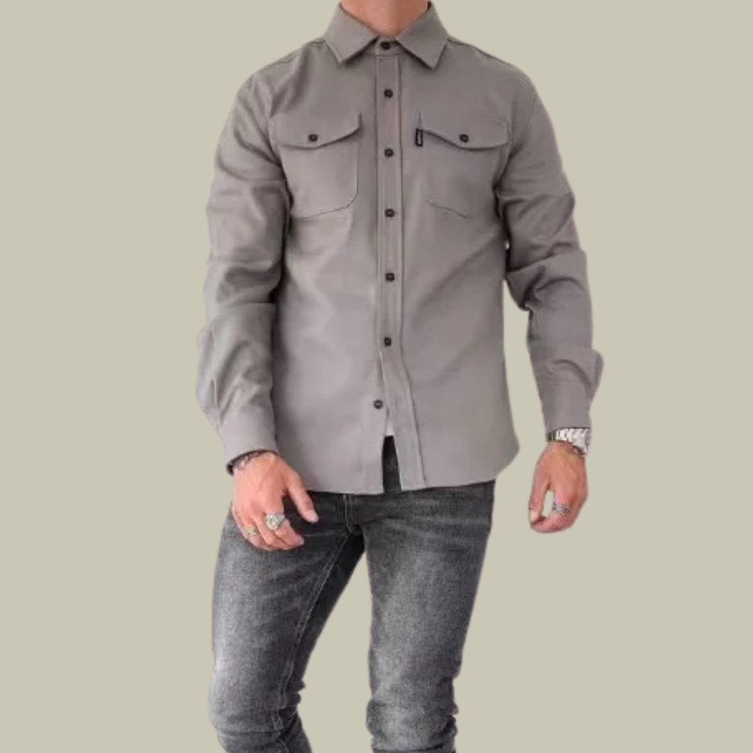 Long sleeve collared outerwear jacket for men
