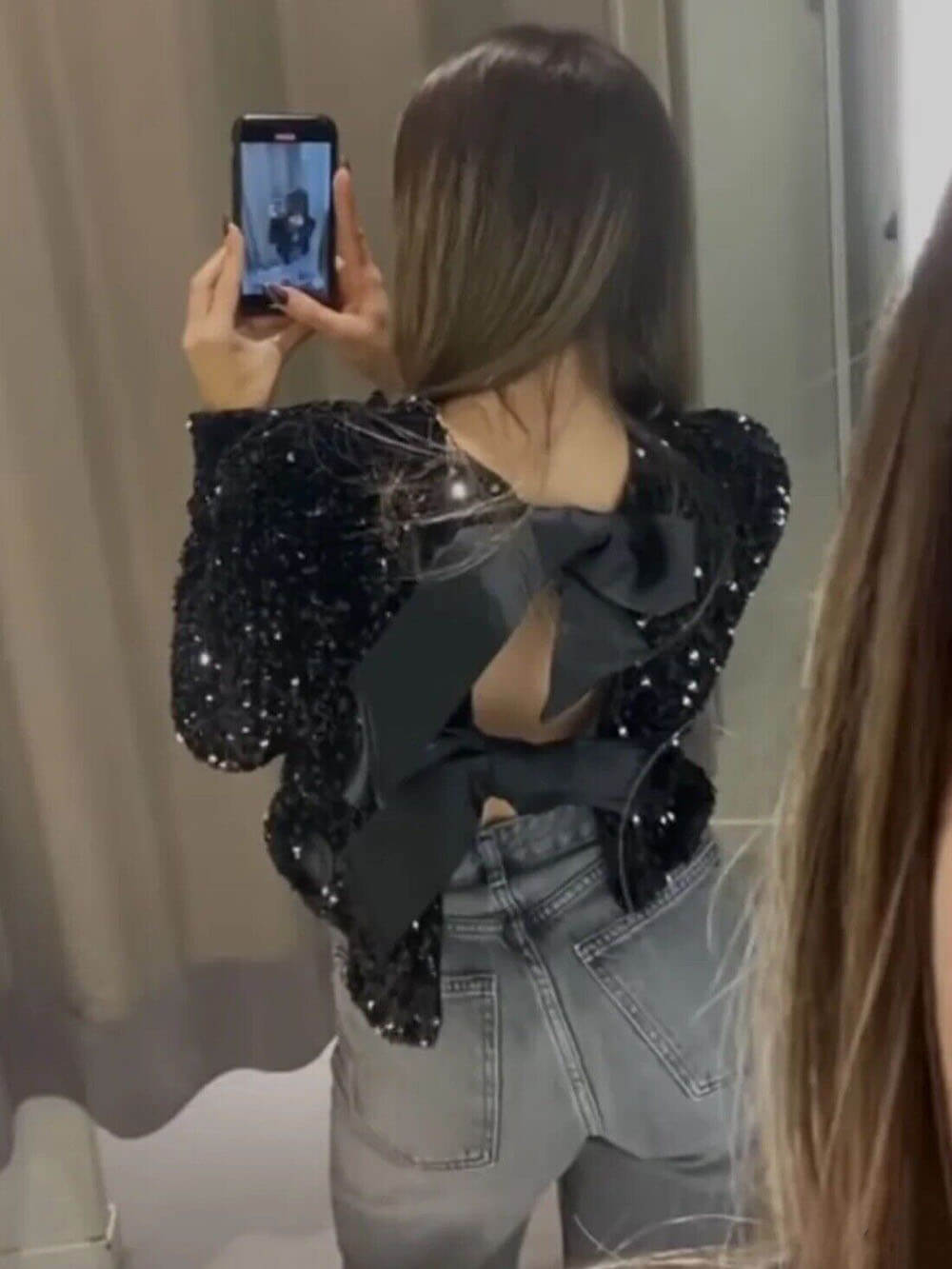 Tie-front sequined cropped jacket for women