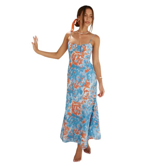 Catalina - Flowing maxi dress with floral pattern
