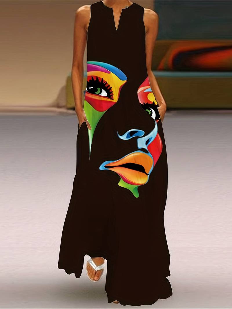 Kyoshi - Maxi dress with abstract face print