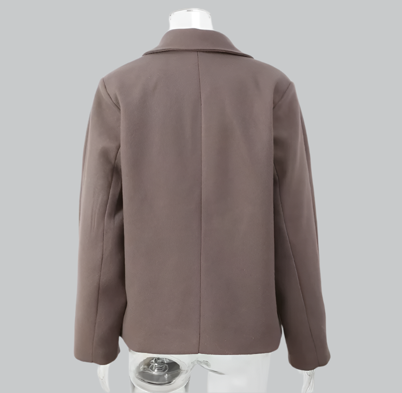 Elegant double-breasted woolen coat for women