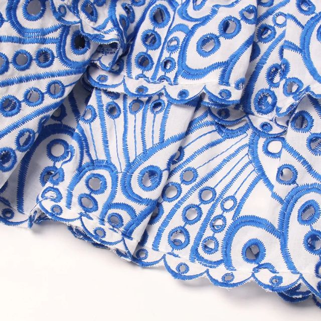 Liana - Gathered bandeau mini dress with blue paisley pattern