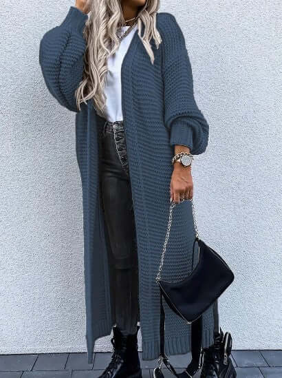Women's Knitted Cardigan - Long Sleeve Open Front