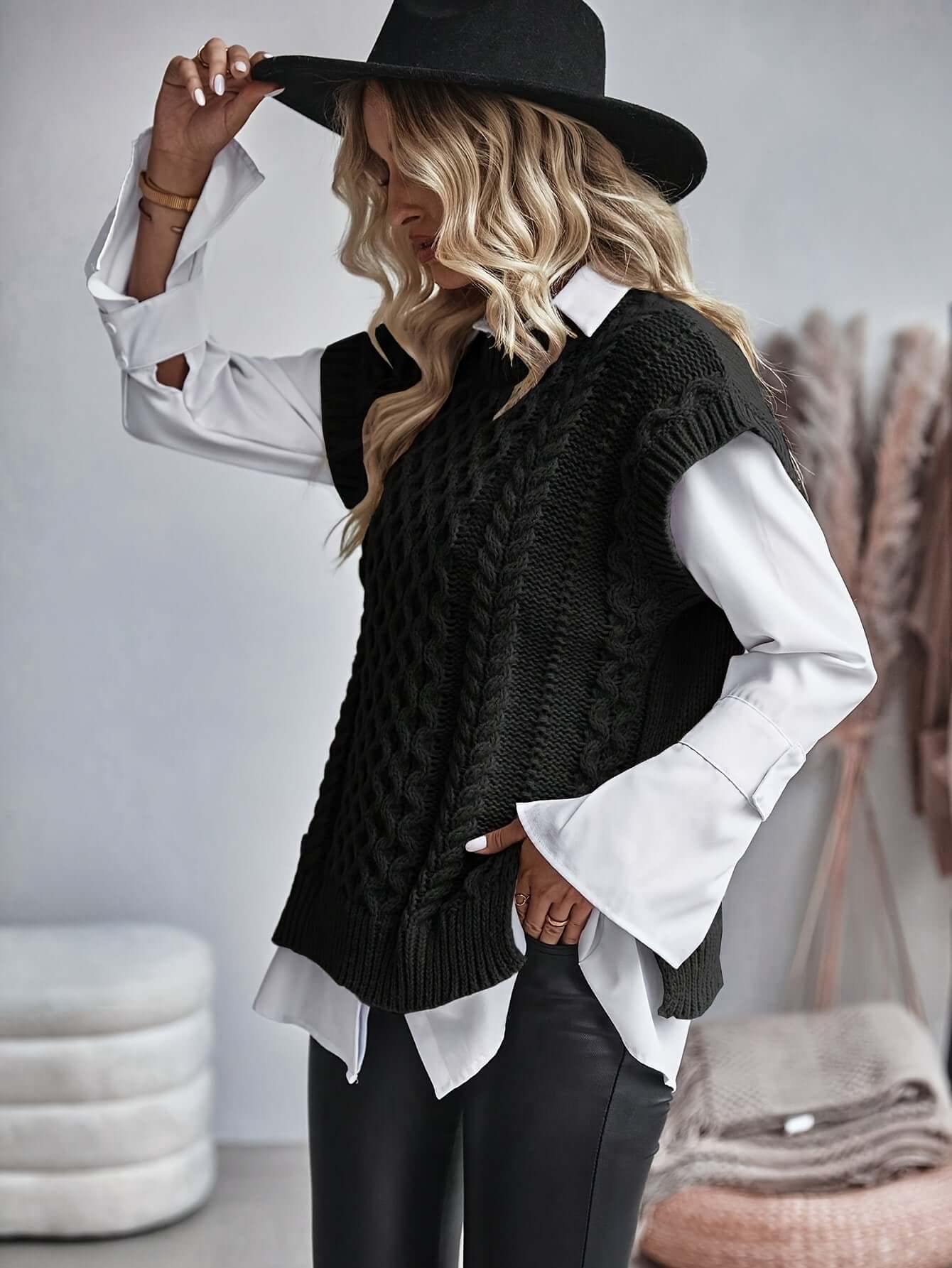 Cable Knit Sweater Vest for Women