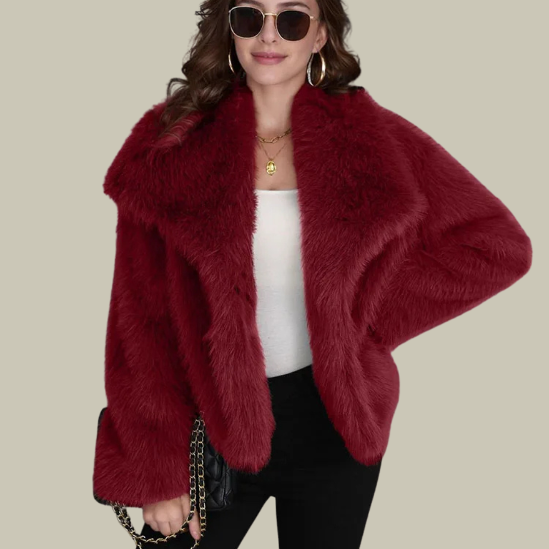 Oversized fluffy faux fur coat for women