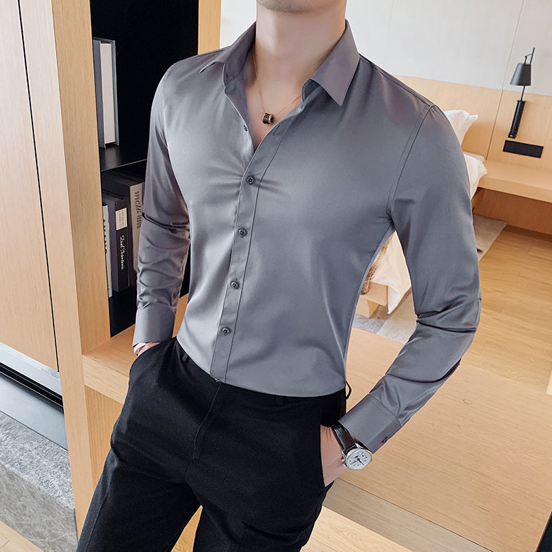 Lambert - Men's business shirt slim fit Kent collar