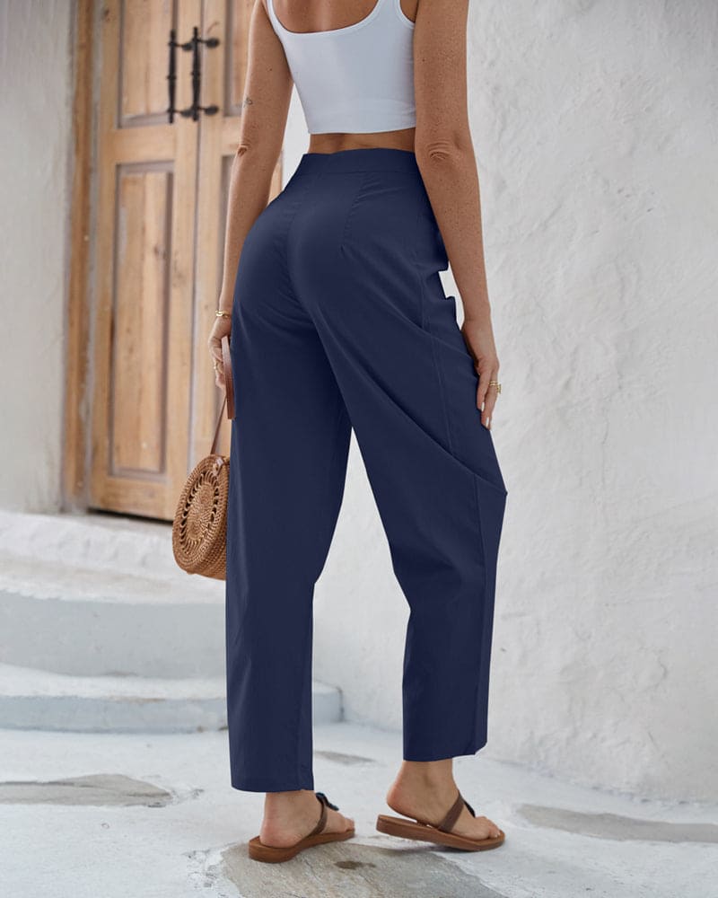 Kirsten - Solid-coloured trousers with high waist