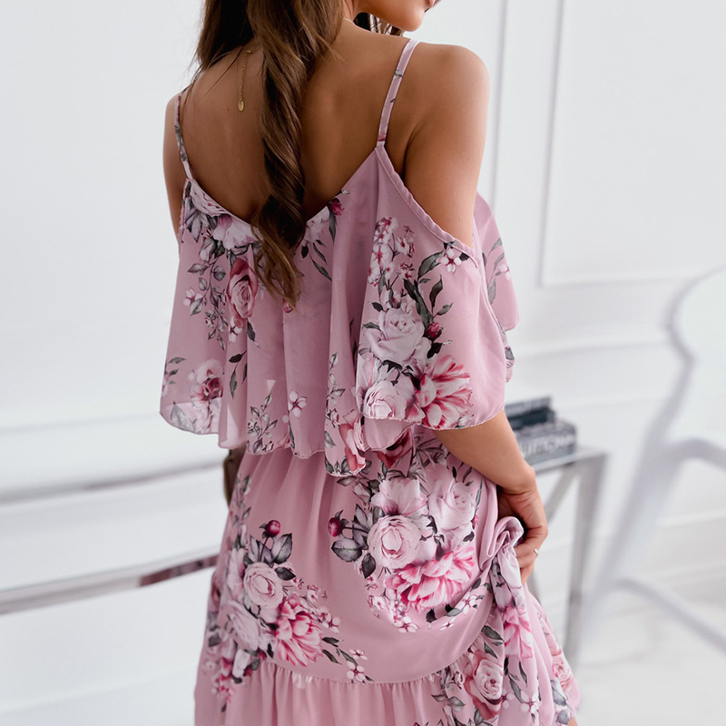Gypsy - Dress with open shoulders and floral print