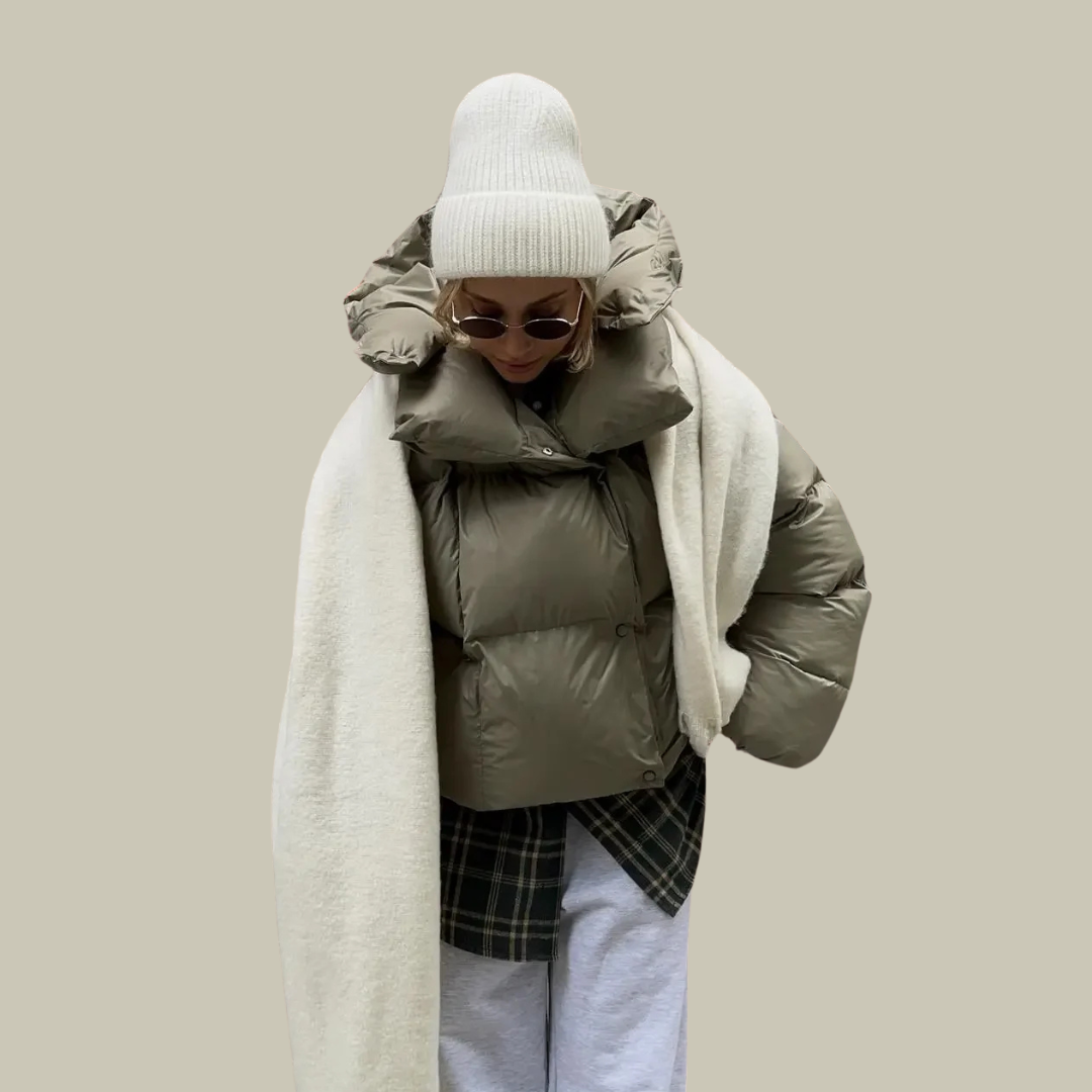 Quilted hoodie puffer jacket for women