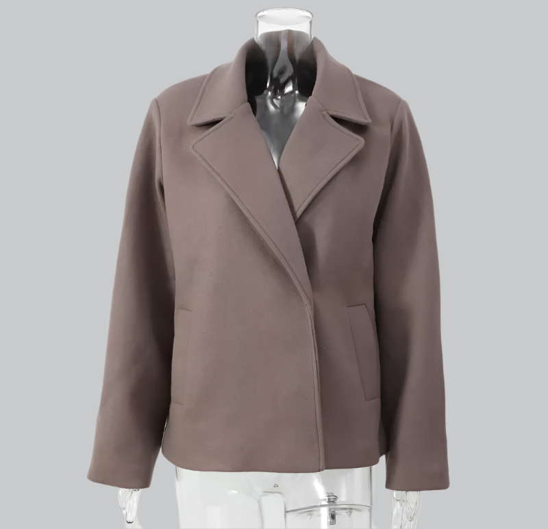 Elegant double-breasted woolen coat for women