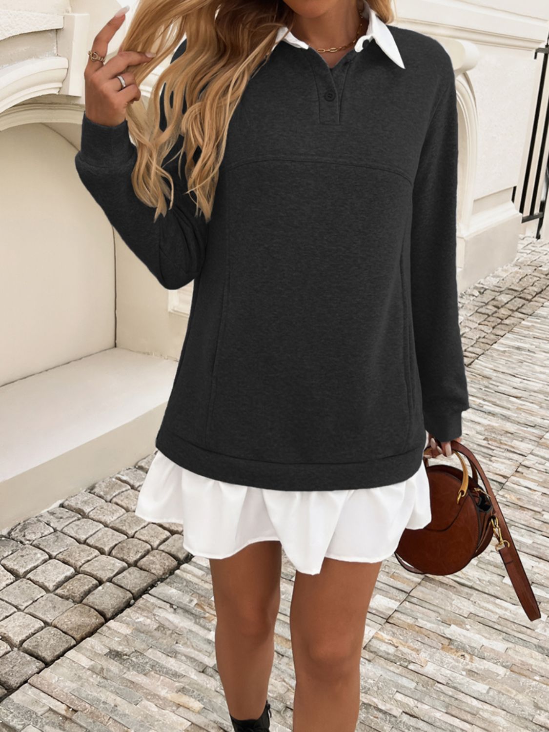 Eva - Ruffle Hem Mini Dress for Fall for Women