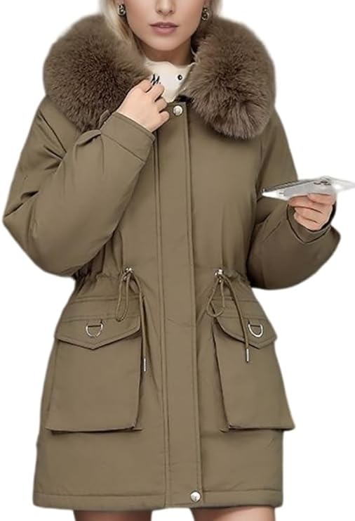 Kevser | Faux Fur Hooded Women's Winter Coat - Stylish & Warm Outerwear