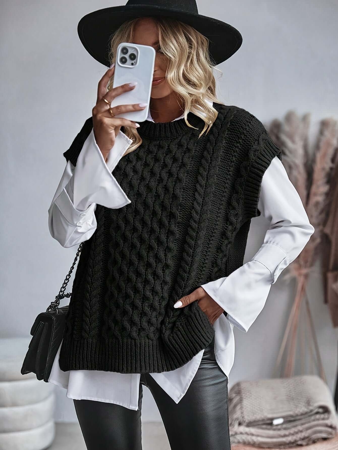Cable Knit Sweater Vest for Women