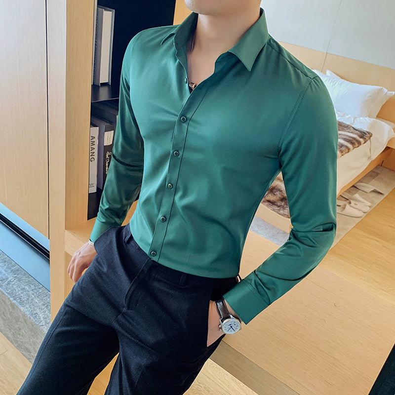 Lambert - Men's business shirt slim fit Kent collar