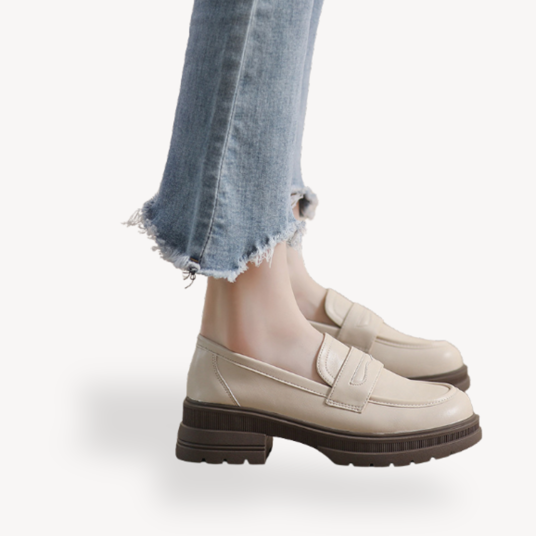 Loravelle | Women's Chunky Loafers - Leather Slip-On Shoes