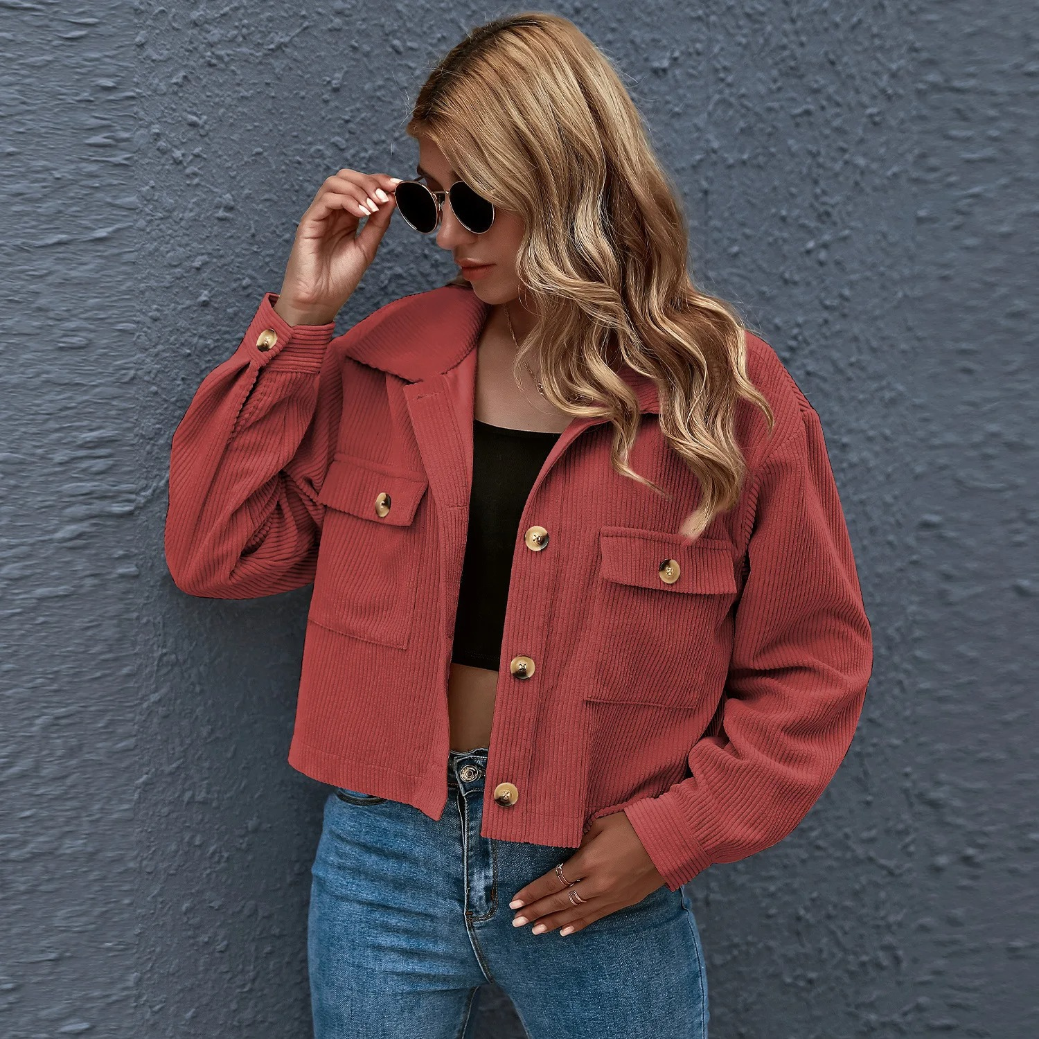 High-end corduroy jacket for women