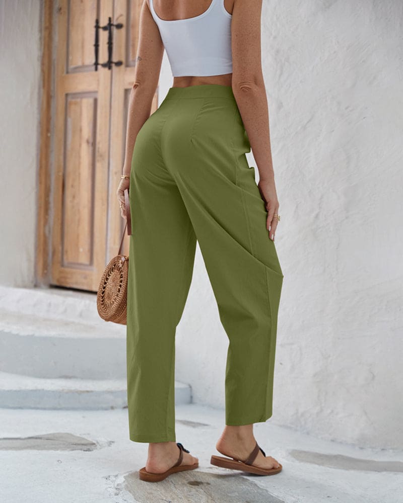 Kirsten - Solid-coloured trousers with high waist