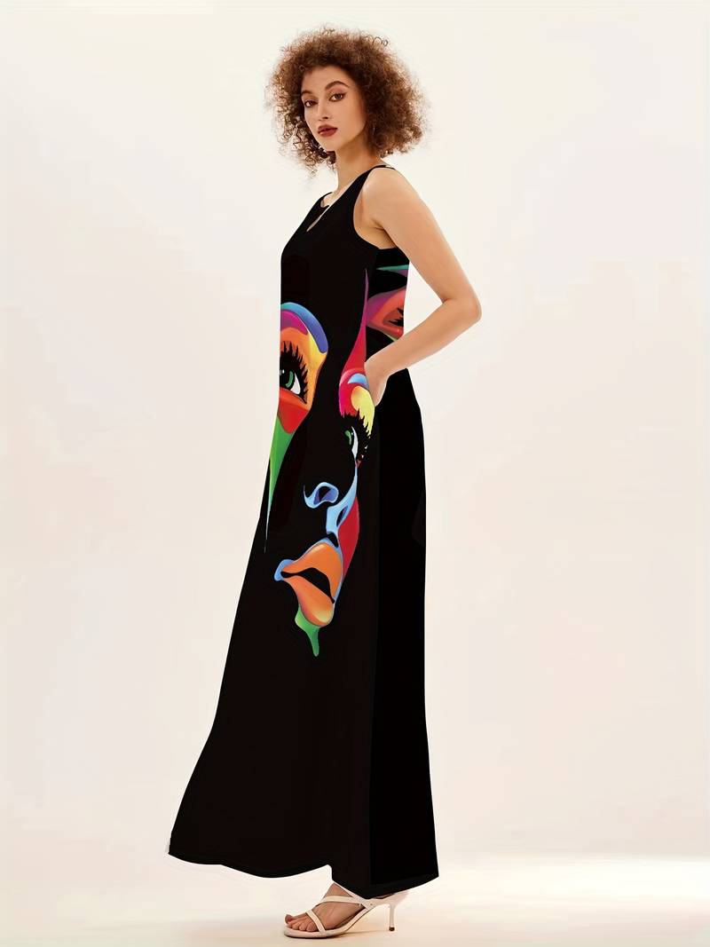 Kyoshi - Maxi dress with abstract face print