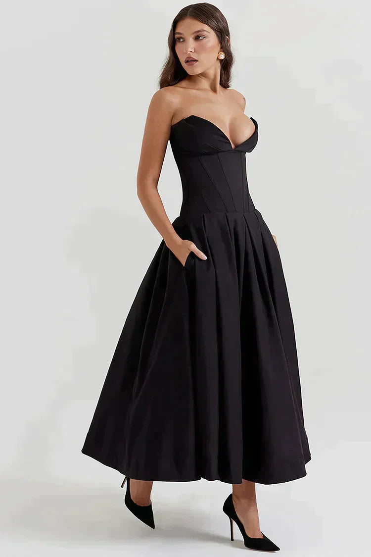 Dariana - Deep V-neck strapless dress