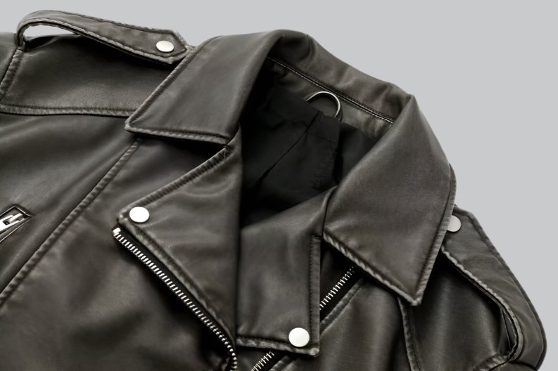 Vintage leather belted jacket for women