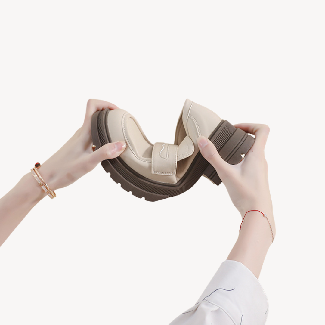 Loravelle | Women's Chunky Loafers - Leather Slip-On Shoes