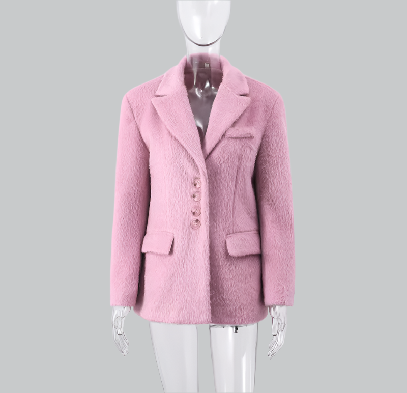 Long-sleeved plush elegant coat for women