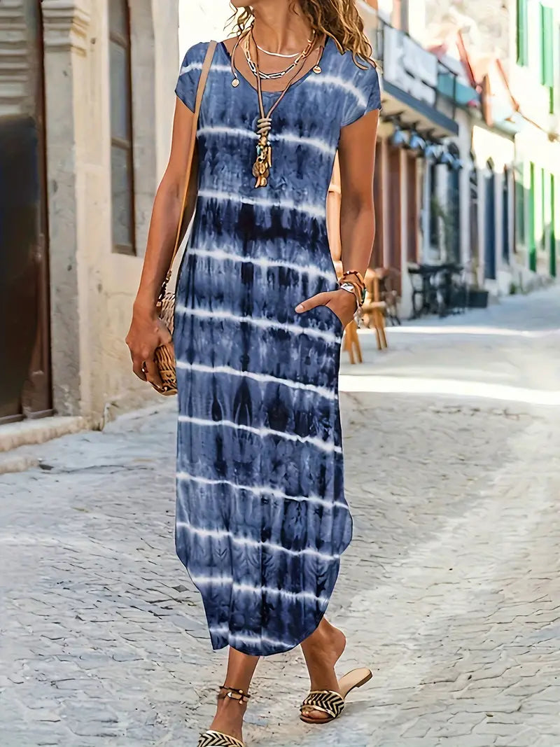 Adeline - Elegant Dress with short sleeves and Unique Cut